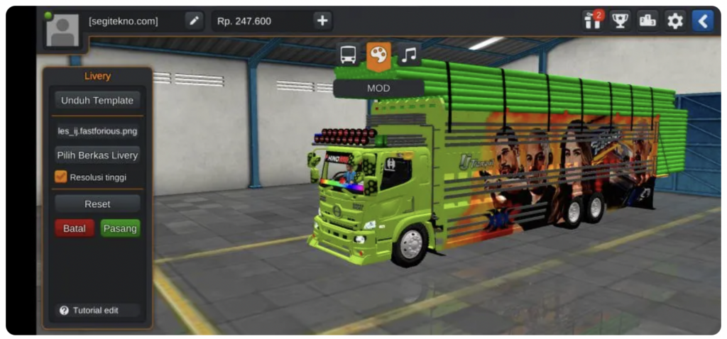 download mod bussid truck canter full strobo